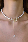 Sand Glow Freshwater Pearl Necklace Gold White