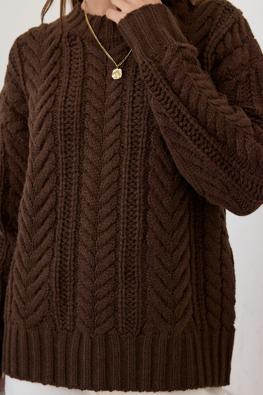 Plush Aura Knit Sweater Chocolate