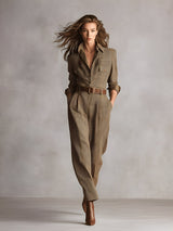 Women's Brown Sophisticated Tweed - Texture Plaid Utility Jumpsuit (without belt) MDA0167I2I