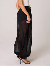 Classic Autumn Avenue Chiffon See-Through Elastic Waist Aladdin Bloomers Pants