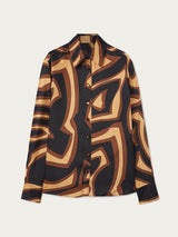 Retro Swirl Print Satin Twill Shirt