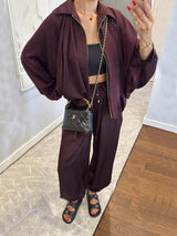 Elegant Satin Bomber Loose Jacket