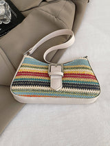 Fashionable Woven Straw Holiday Crossbody Underarm Bag