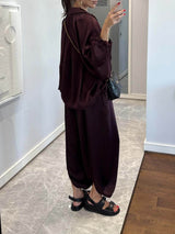 Elegant Satin Bomber Loose Bloomers Pants