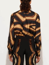 Retro Swirl Print Satin Twill Shirt