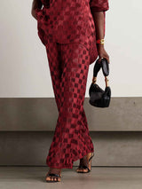 Exquisite Textured High-Waisted Wide-Leg Pants