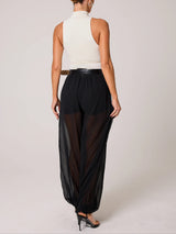 Classic Autumn Avenue Chiffon See-Through Elastic Waist Aladdin Bloomers Pants