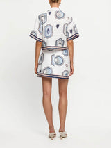 Retro Seashell Print A-line Mini Skirt