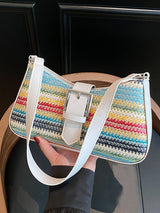 Fashionable Woven Straw Holiday Crossbody Underarm Bag