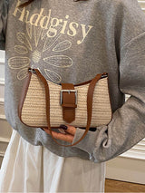 Fashionable Woven Straw Holiday Crossbody Underarm Bag
