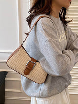 Fashionable Woven Straw Holiday Crossbody Underarm Bag