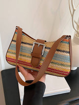 Fashionable Woven Straw Holiday Crossbody Underarm Bag
