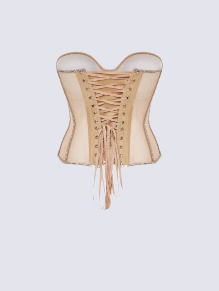 Beige Secret-Form Bra with Rhinestones