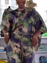 Printed Lace-up Shirt And Wide Leg Pants Suit-Shirt