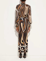 Retro Abstract Print Chiffon Shirt