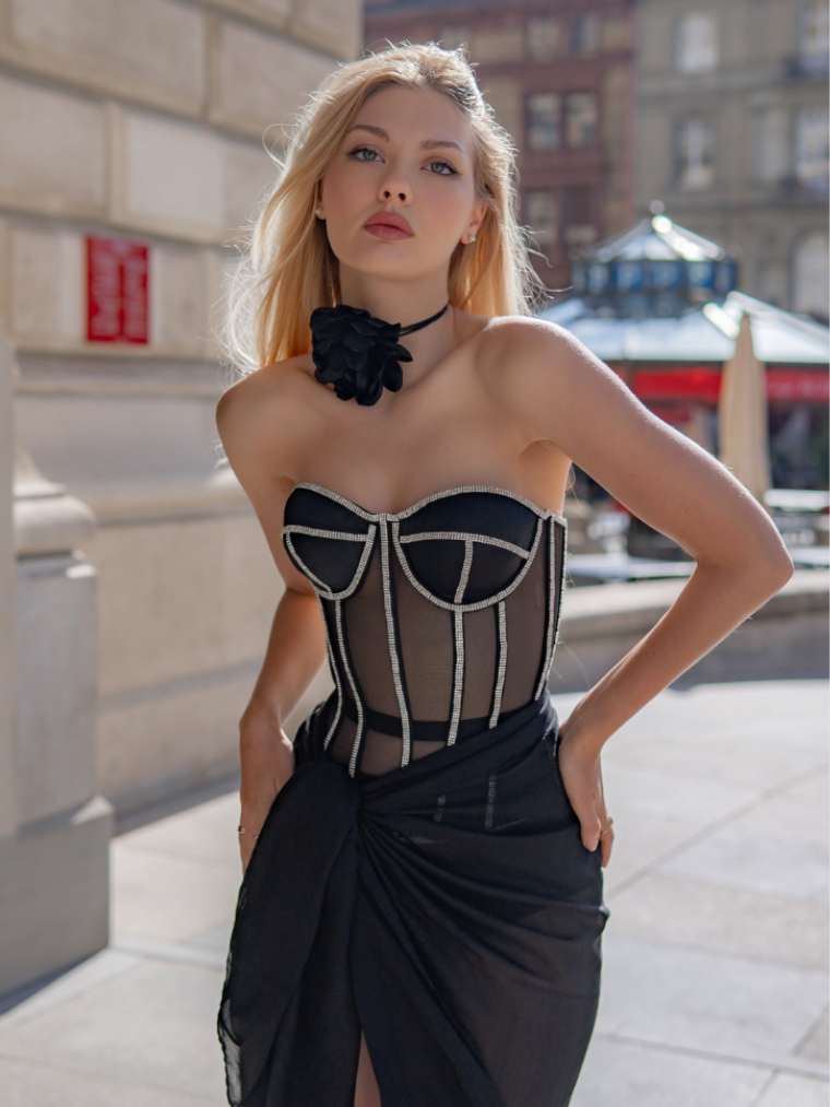 Secret Shaping Bra with Rhinestones - Black