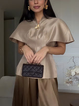 Exquisite Turtleneck Shawl Top