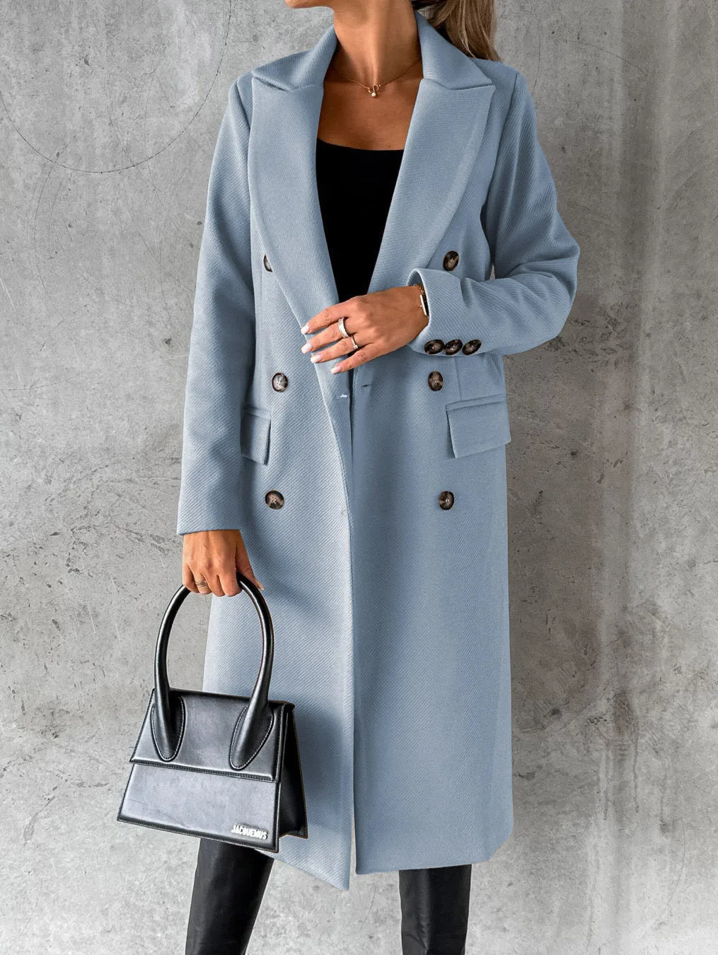 Agnese - Polyester Coat Button Detailing by Ares Milano