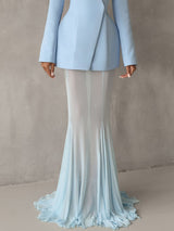 Elegant Mesh Sheer Fishtail Maxi Skirt