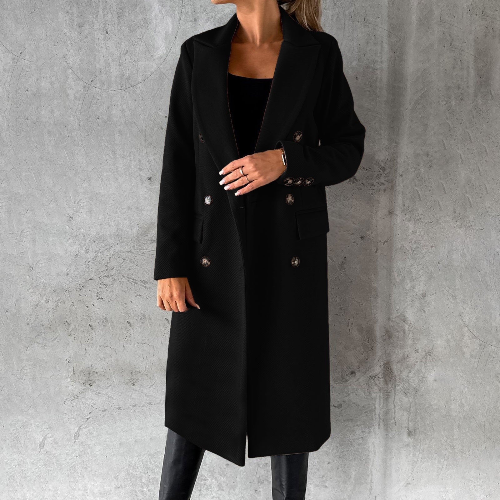 Agnese - Polyester Coat Button Detailing by Ares Milano