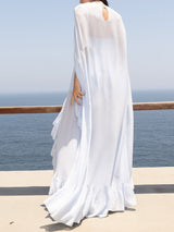 Elegant Ruffled Chiffon Cape-style Long Tops