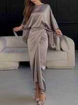 Minimalist Loose Shirt And Lace-up Skirt Suit-Skirt