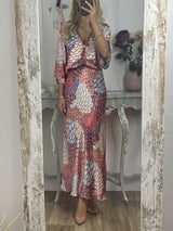 Elegant Vintage Satin Floral Print Loose Shirt