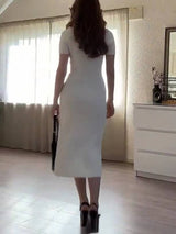 Minimalist V-neck Knit Dress