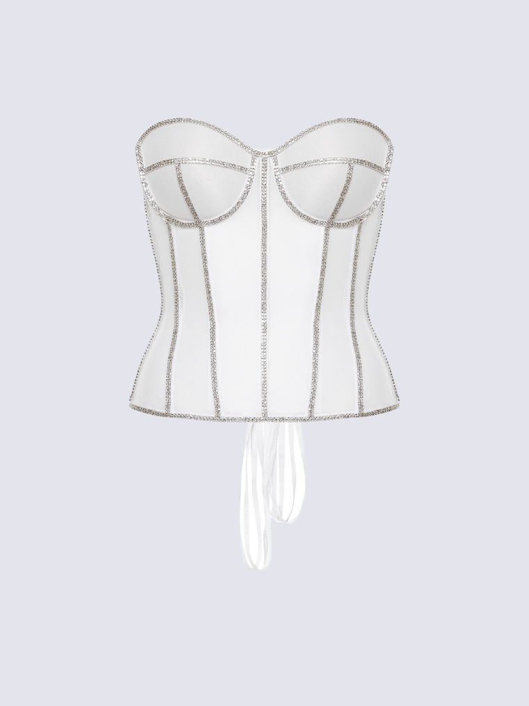 Secret Form Bra with Rhinestones - White