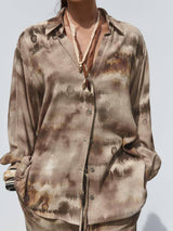 Unique Print Shirt And Wide Leg Pants Suit-Shirt