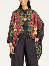 Exquisite Satin Floral Print Kimono Shirt