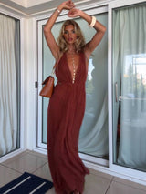 Vacation Style V-neck Lace-up Jumpsuit