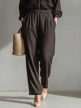 Women's Dark Grey Woven Jumpsuit With Contrast Stitching & Half-Zip Front, Timeless Minimalist Casual Style Jumpsuit MDZ0931B2I