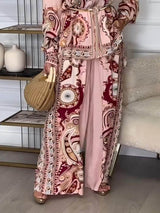 Modern And Sophisticated Unique Satin Pattern Print Button-Down Loose Shirt