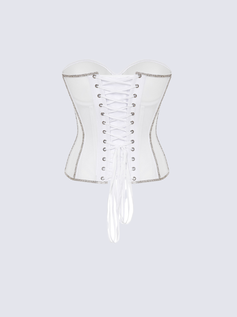 Secret Form Bra with Rhinestones - White