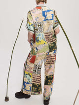 Vintage Artisan Patchwork Print Wide Leg Pants