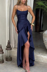 Halter Backless Ruffled Maxi Dress