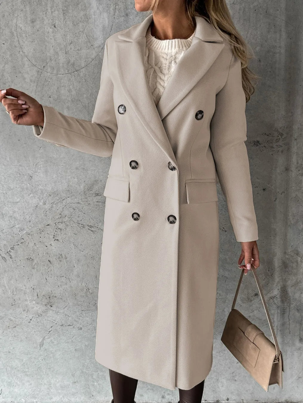 Agnese - Polyester Coat Button Detailing by Ares Milano