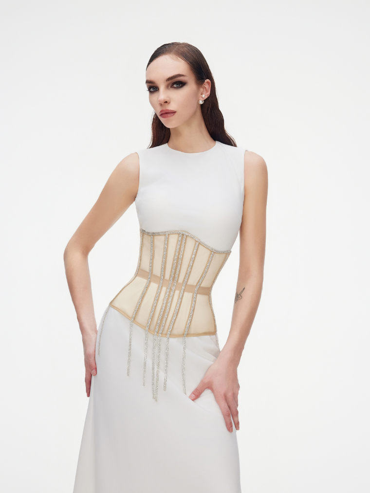 Glamorous Rhinestone-Fringed Cape