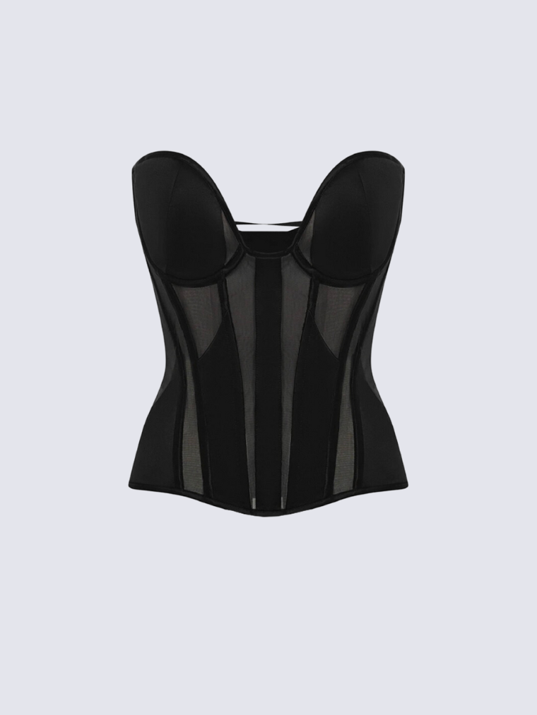 Black Muse Corset - Elegant, Figure-Sculpting Lace-Up Bodice