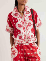 Retro Bright Floral Print Casual Shirt