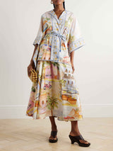 Unique City Illustration Print Long Waist Shirt