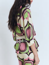 Unique Painted Geometric Print Mid-sleeve Shirt