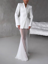 Elegant Sheer Mesh Flared Skirt