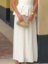 Minimalist Pleated Tube Top And Skirt Set-Skirt