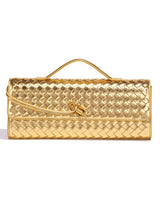 Two Way Woven Flap Clutch Shoulder Bag