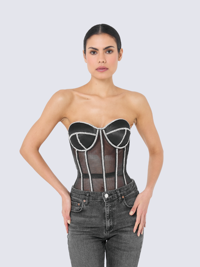 Secret Shaping Bra with Rhinestones - Black