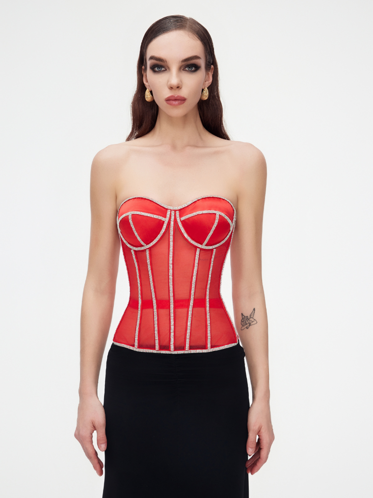 Red Rhinestone Secret-Form Shaping Bra