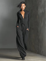 Women's Elegant Knit Sparkling Zipper Front Jumpsuit MDA2560G5I