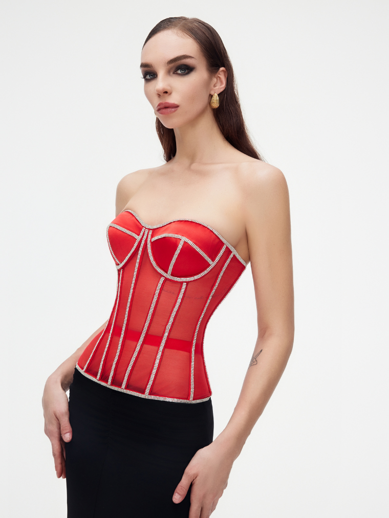Red Rhinestone Secret-Form Shaping Bra